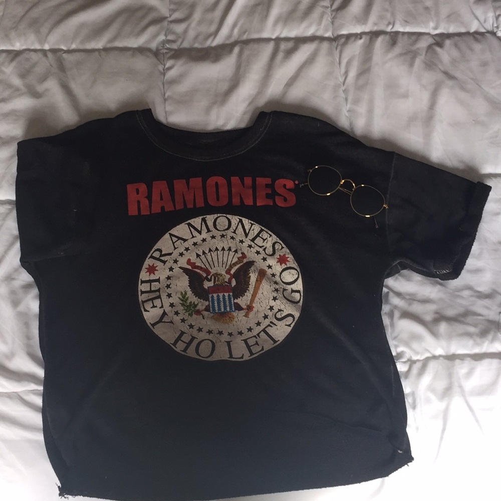 Distressed Ramones crop top